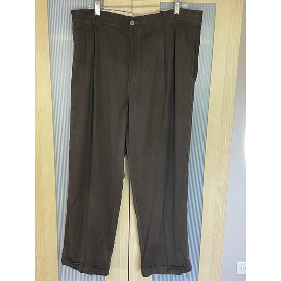 Tommy Bahama Relaxed Brown Silk Pleated Front Trouser Pants Mens Sz 38 Summer - Picture 1 of 6